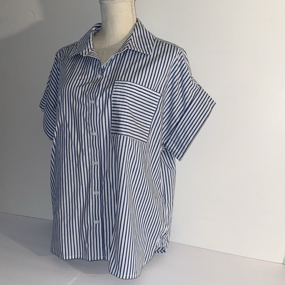 Casa Cabana blue & White Stripe Top Blouse New - Picture 2 of 4